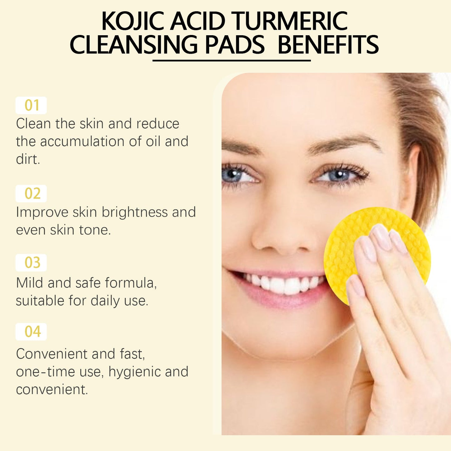 Hoygi Turmeric Acid Cleansing Pad Facial Skin Pore Cleansing, Makeup